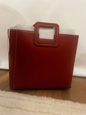 NWT STAUD COGNAC SHIRLEY LEATHER BAG SADDLE